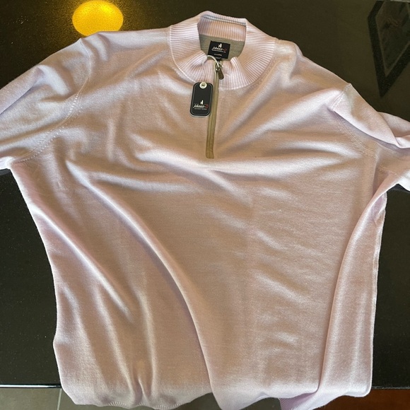 johnnie-O Purple Sweater with Ribbed Texture and Folded Collar - Picture 2 of 7